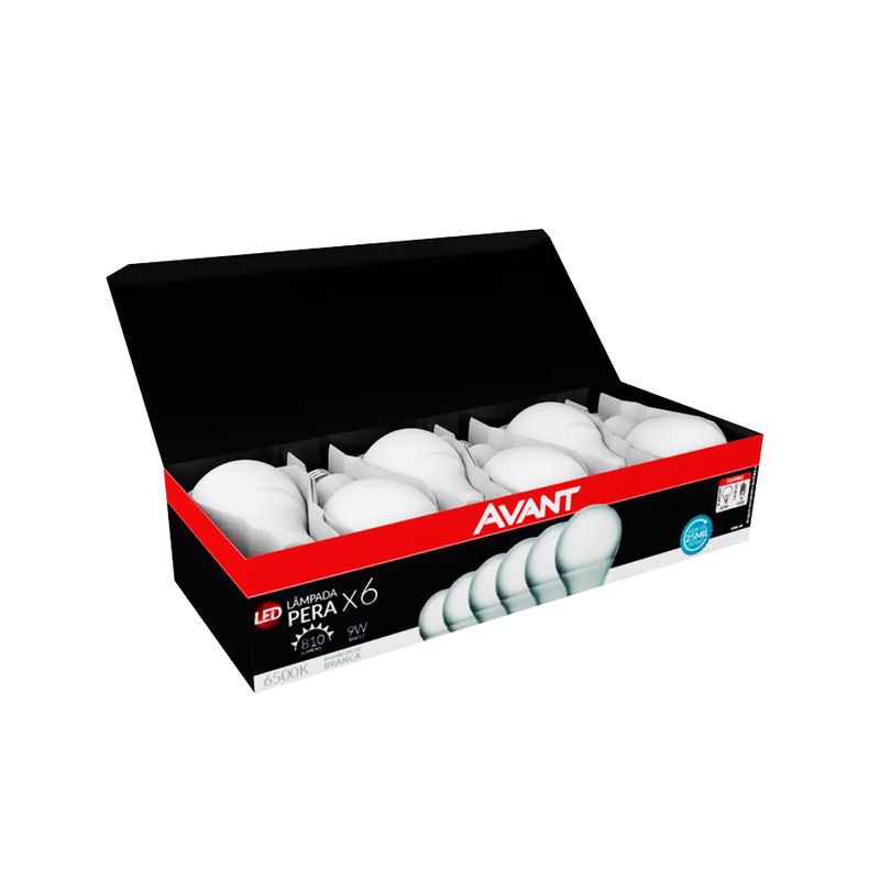 PackLampadaAvantLedBulbo9W6500KCom6Pecas