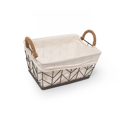 Cesto Casa OK 32x25x24Cm M Ferro e Forro Linho CX219378TE