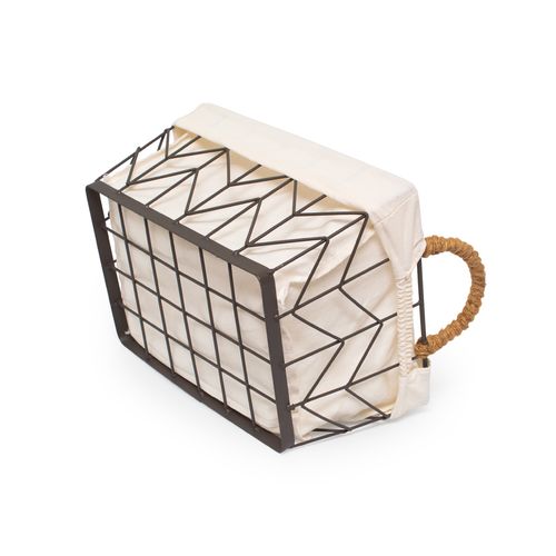 Cesto Casa OK 32x25x24Cm M Ferro e Forro Linho CX219378TE