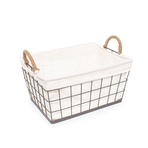 Cesto Casa OK 42x33x29cm GG Ferro e Forro Linho CX219378TE