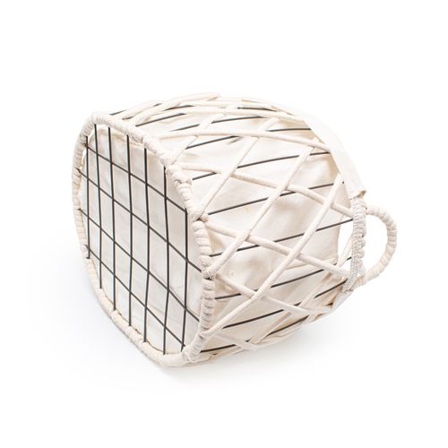 Cesto Casa OK 44x34x27Cm G Ferro e Forro Algodao CX219324TE