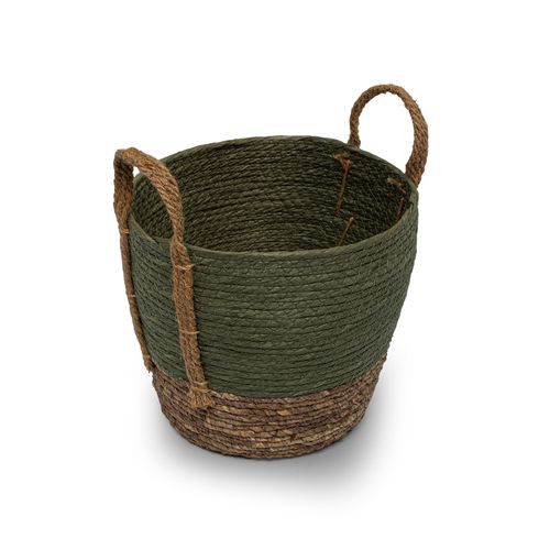 Cesto Casa OK 32x27Cm M Palha Natural Verde VH219530
