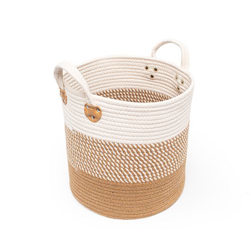 Cesto Casa OK 30x31Cm P Cordas de Algodao Bege Branco YG19-C12