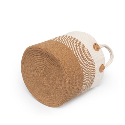 Cesto Casa OK 30x31Cm P Cordas de Algodao Bege Branco YG19-C12
