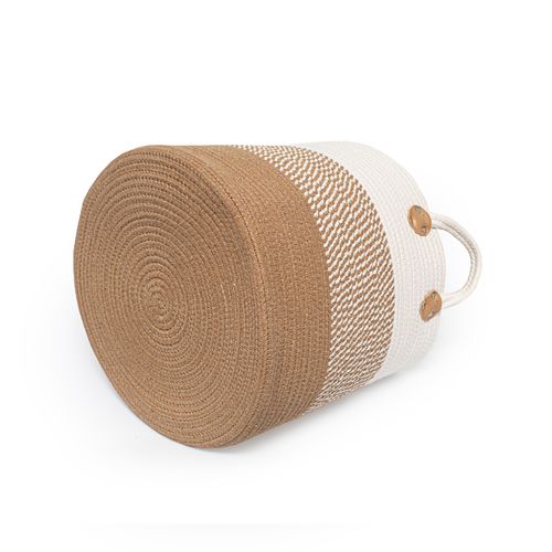 Cesto Casa OK 38x35Cm G Cordas de Algodao Bege Branco YG19-C12