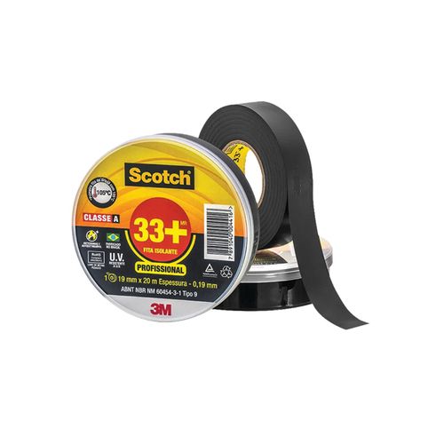 Fita Isolante 3M Scotch 33 19mm x 20 Metros Preta