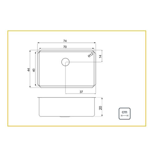 Cuba Tramontina Quadrum U 94000/112 70X40X20,5 C/V 4.1/2