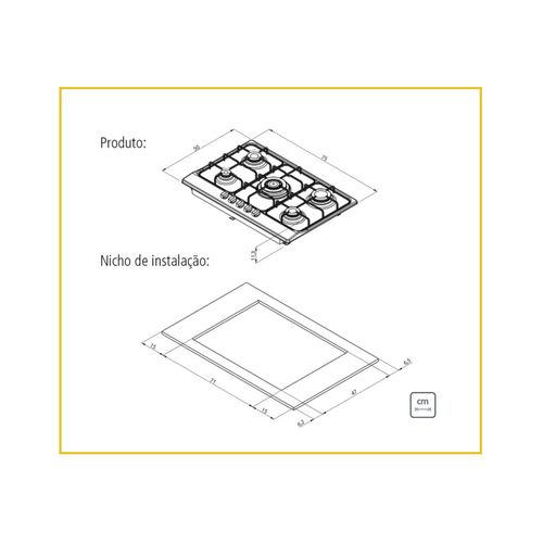 Cooktop Tramontina Inox 94716/111 New Penta 5Gx Tri 75