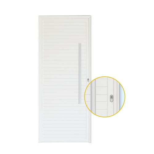 Porta MGM 210X80X8Cm Branca Project Lambri com Puxador ID 121561 - Esquerda - Alumínio