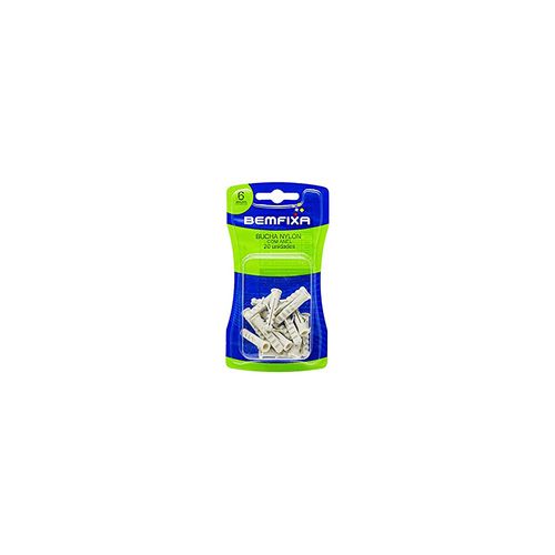 Bucha Bemfixa de Nylon 6mm com Anel Cartela 20 Peças — Ref. 3052