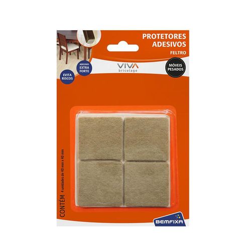 Feltro Adesivo Bemfixa Quadrado 40X40mm Bege Moveis Pesados 9354