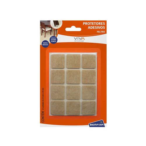 Feltro Adesivo Bemfixa Quadrado 25X25mm Marrom 12 Unidade 9336