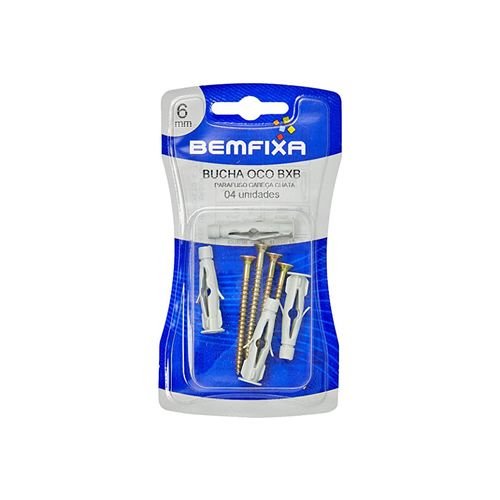 Parafuso Bemfixa PH CCH 4x50mm C/Bucha Oco 6mm Cartela 04 pecas 3421