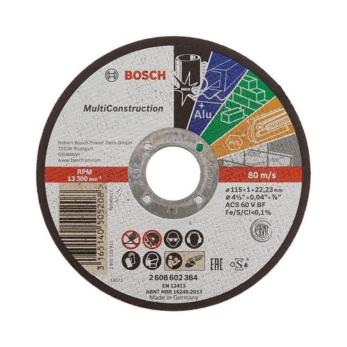 Disco Corte Bosch Multiconstruction 115X1mm 2608602384-000