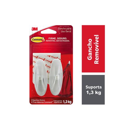 Gancho  3M Med. com Adesivo Command Design Cromado H0002224832