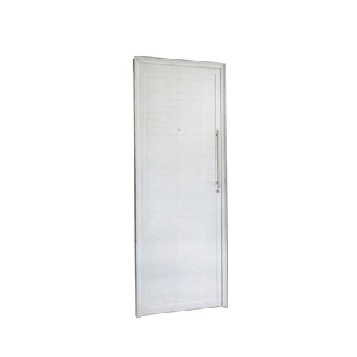 Porta MGM 210X100X8Cm Branca Lambri com Puxador ID 121565 - Esquerda - Alumínio