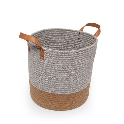 Cesto Casa OK 34x33Cm M Cordas de Algodao Marrom Cinza YG19-C09