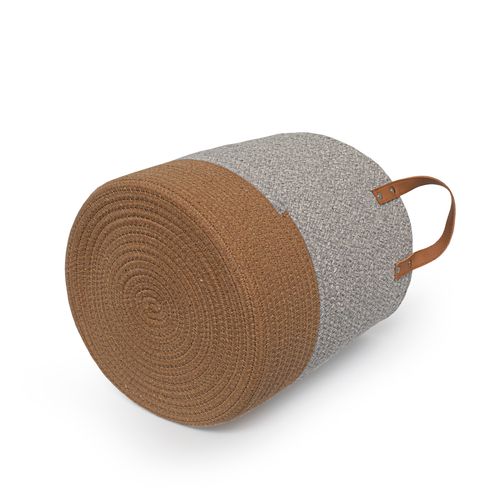 Cesto Casa OK 34x33Cm M Cordas de Algodao Marrom Cinza YG19-C09