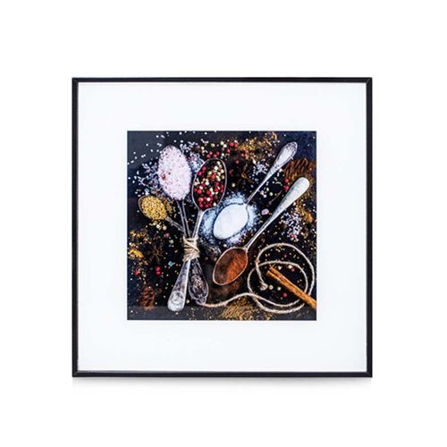 Quadro Casa Ok Vidro 30x30Cm Colheres e Condimentos Ok-80436