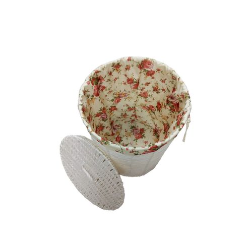 Cesto Decor Branco C/Tecido Floral 13C-082 P