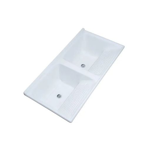 Tanque Decoralita Marmore Sintetico TP-120Q 120x60cm Branco Gelo Duplo 96 Litros