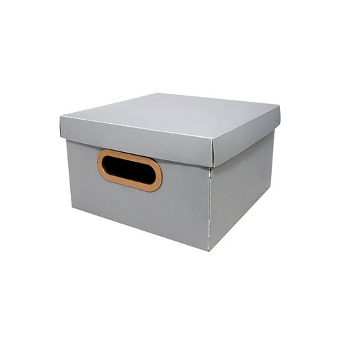 Caixa Organizadora Protea Quadrado Linho P 25x25x15 Cinza 22