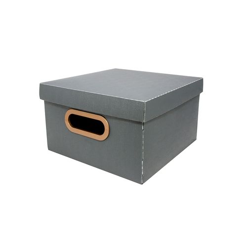 Caixa Organizadora Protea Quadrado Linho P 25x25x15 Grafite