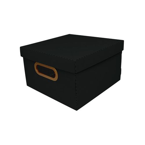 Caixa Organizadora Quadrado Linho P 25x25x15 Preta 2204.P