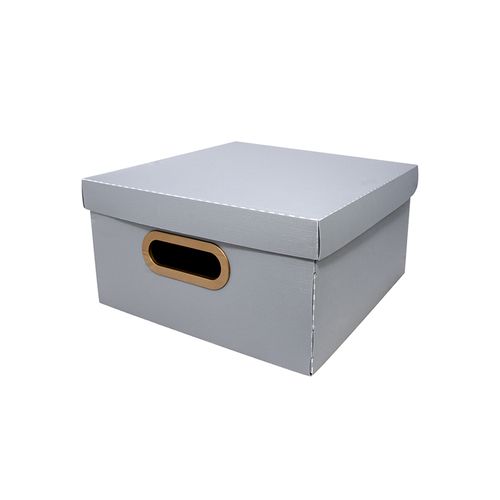 Caixa Organizadora Protea Quadrado Linho M 29x29x15 Cinza 22
