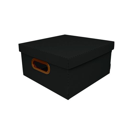 Caixa Organizadora Protea Quadrado Linho M 29x29x15 Preta 22