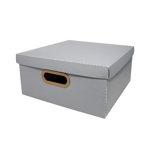 Caixa Organizadora Protea Quadrado Linho G 35x35x16 Cinza 22