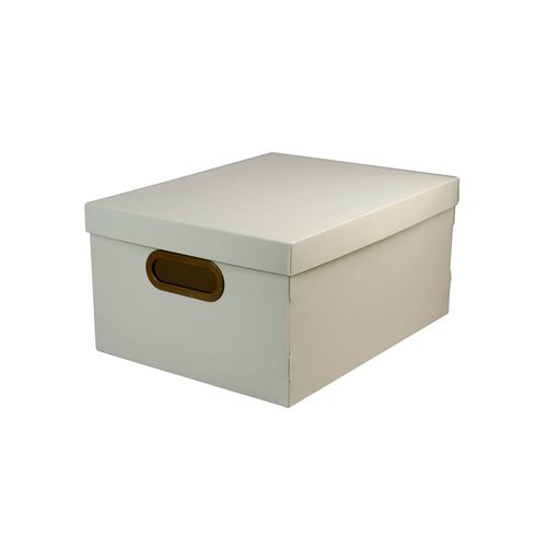 Caixa Organizadora Protea Retangulo Linho M 38x24x18,5 Nude