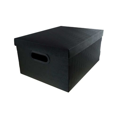 Caixa Organizadora Protea Retangulo Linho M 38x29x18,5 Preta