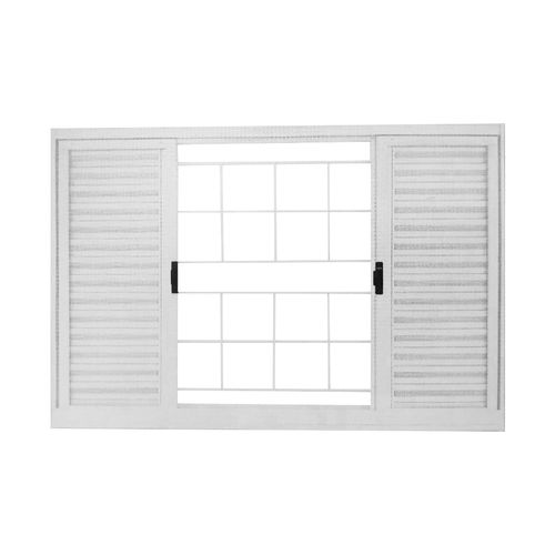 Veneziana MGM 100x120x6,5Cm Sul Branca sem Vidro com Grade Quadriculada 4 Folhas ID 3598 - Aço