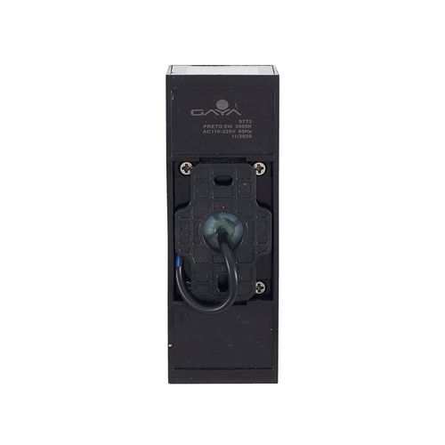 Arandela Gaya Focus Slim 3,2x4,2x12Cm 5W IP65 3000K Preto Retangular — Ref. 9773