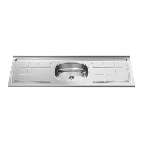 Pia GhelPlus 30 120x530x11cm 1 Cuba Convencial 31231 com Furo com Válvula 3.1"