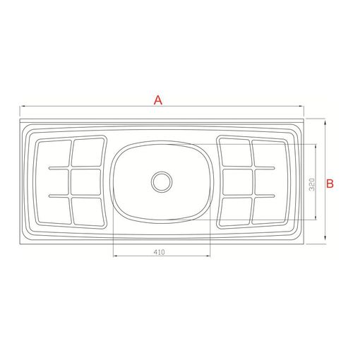 Pia GhelPlus 30 120x530x11cm 1 Cuba Convencial 31231 com Furo com Válvula 3.1"