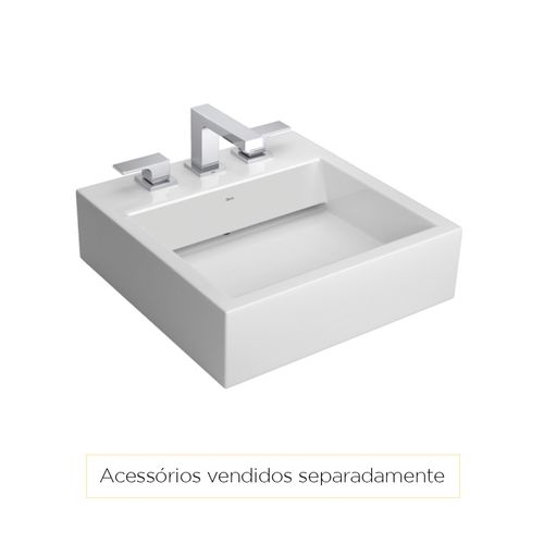 Cuba Deca Apoio Quadrada 46cm Mesa e Válvula Oculta Branco L.86.17