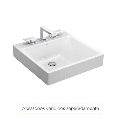 Cuba Deca Apoio/Sobrepor Quadrada com Mesa 51cm Branco L.98.17