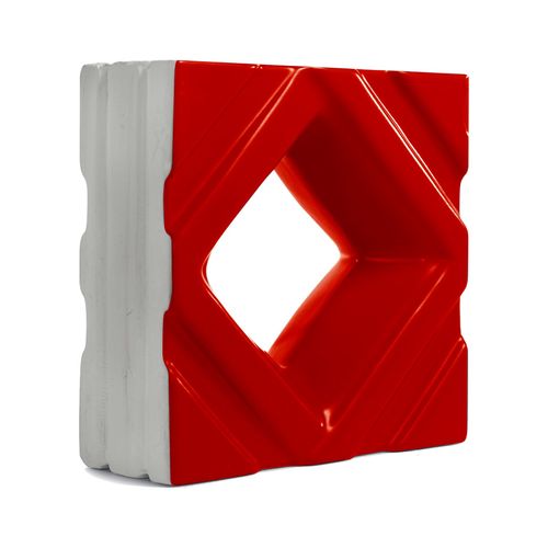Cobogó Manufatti 20x20 Porcellana Ornato Vermelho Acetinado — Ref. 23371