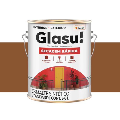 Tinta Glasu Esmalte Seca Rápido Brilhante Marrom Conhaque 3,6 Litros 53439726