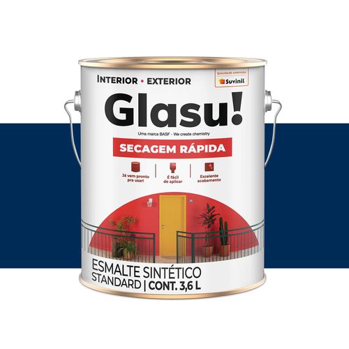 Tinta Glasu Esmalte Seca Rápido Brilhante Azul Del Rey 3,6 Litros 53438295