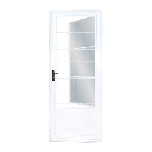 Porta MGM 217x85x12Cm Sul Branca Com Postigo Quadriculado ID 24551 Com Vidro - Direita - Aço