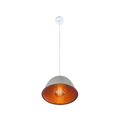 Pendente Demi Meia Bola 31cm Branco/Cobreado 1xE27 — Ref. 6141