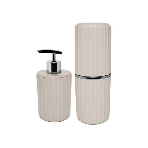 Kit OU Groove Porta Sabonete Liquido/Escova CBG815 Bege