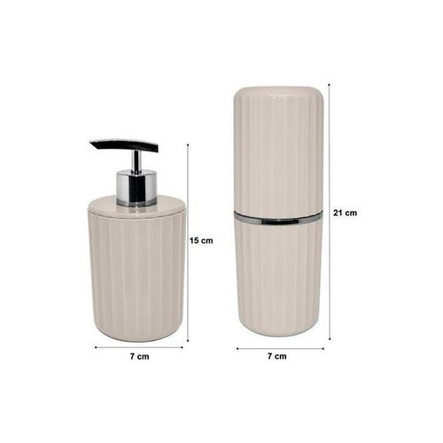 Kit OU Groove Porta Sabonete Liquido/Escova CBG815 Bege