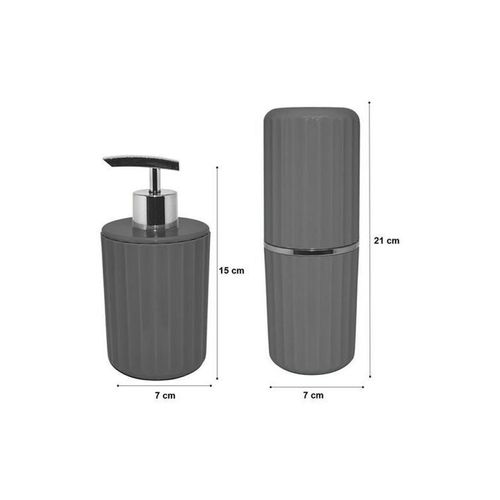Kit OU Groove Porta Sabonete Liquido/Escova CBG815 Chumbo