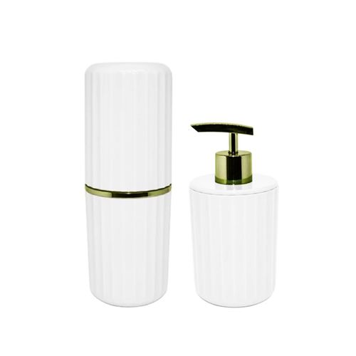 Kit OU Groove Porta Sabonete Liquido/Escova VBG815 Branco