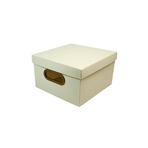 Caixa Organizadora Protea Quad.Linho P 25x25x15 Nude 2204.G
