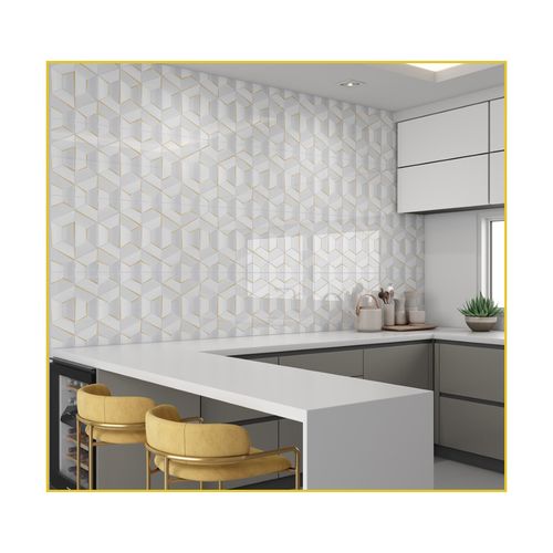 Azulejo Cerâmico Vivence 38x74 Favo Gold Polido Retificado PR 338001 - LA